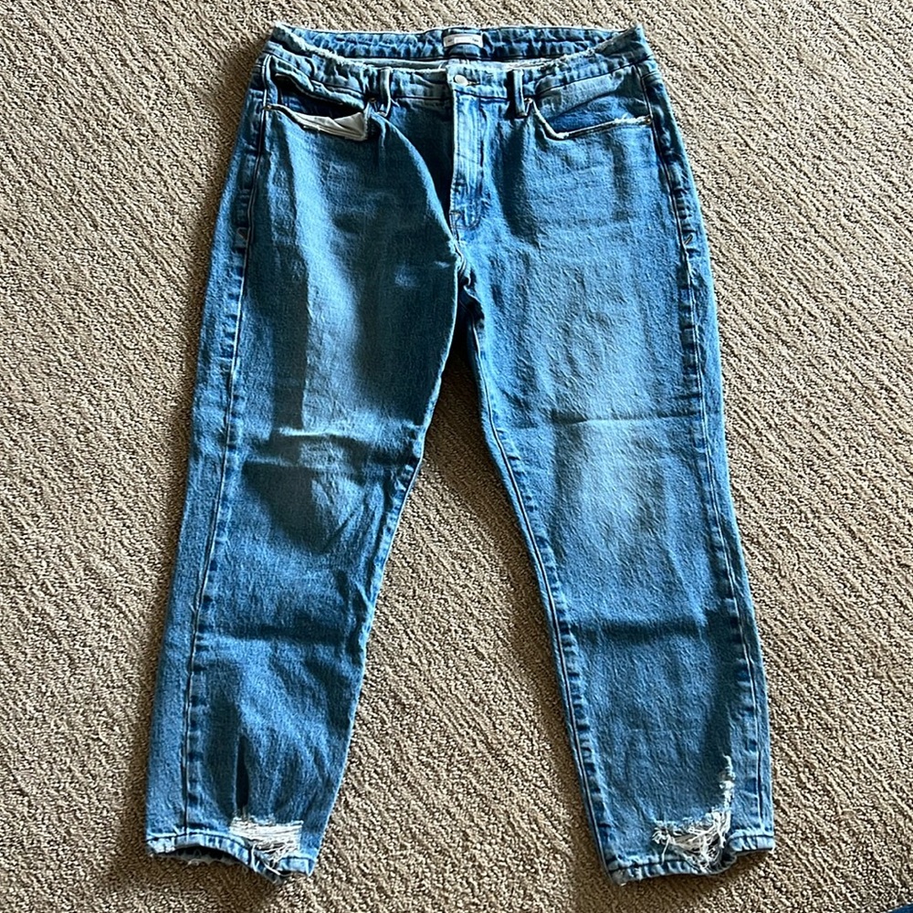 Good American distressed good girlfriend jeans